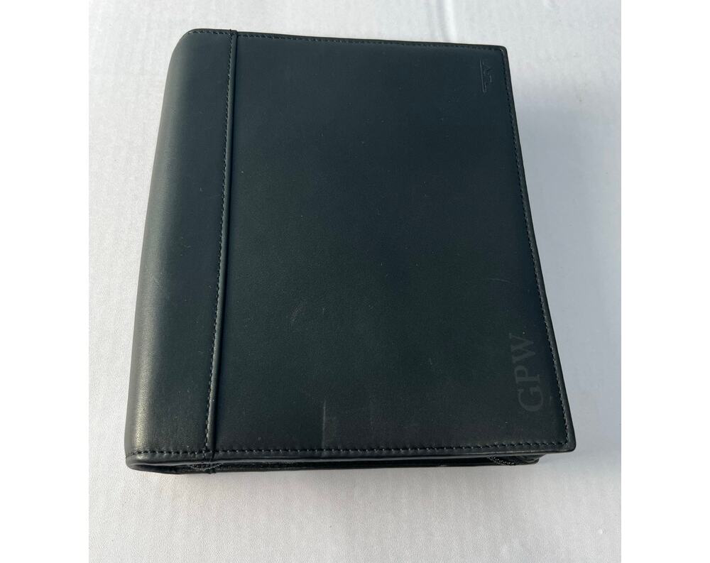 Tumi Black Leather Zip Around Travel Organizer Planner Passport Holder Folio